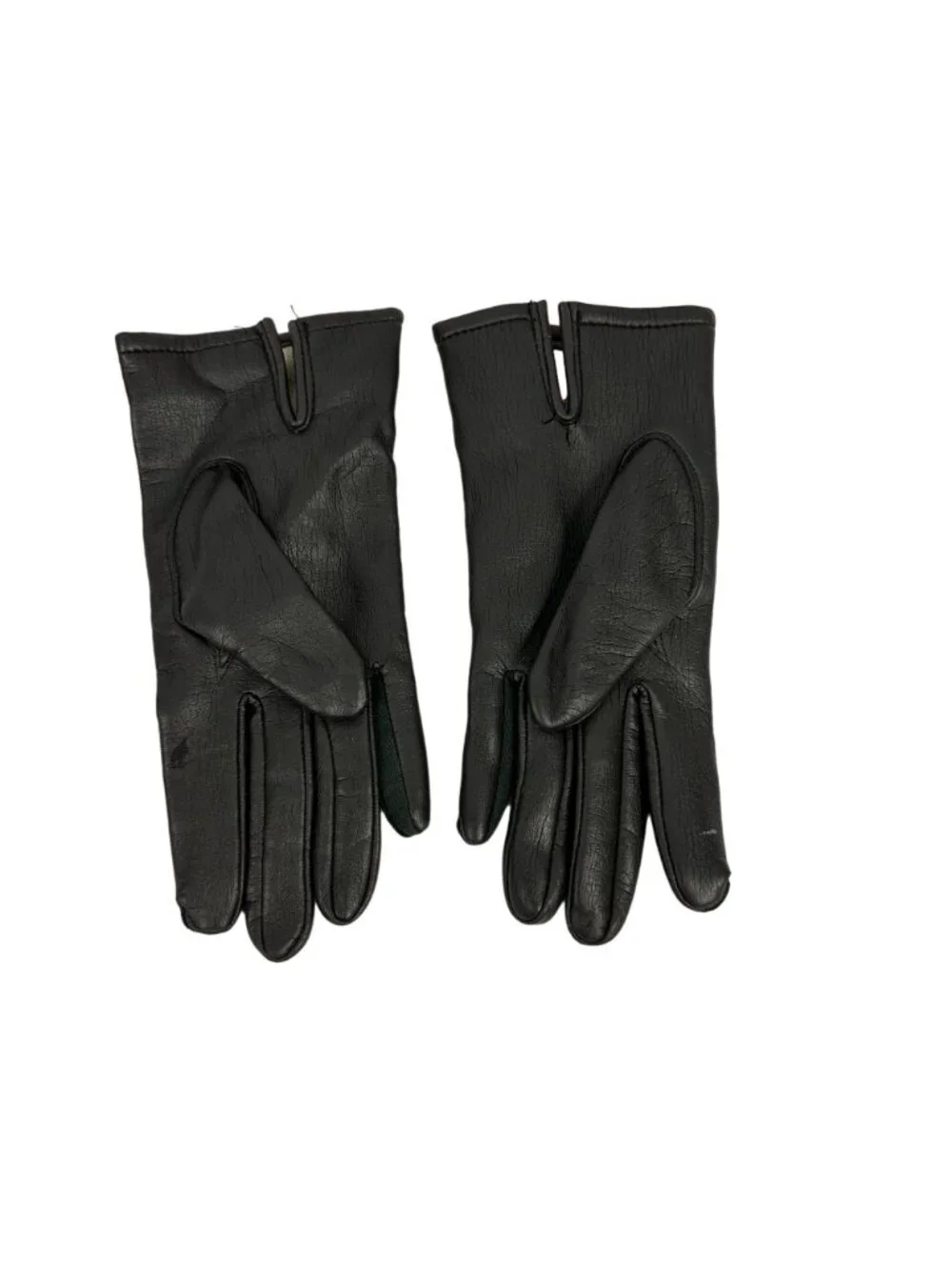 Black Women’s Vinyl Gloves Gold-Tone Buckle Detail Medium Knit Cotton Lining